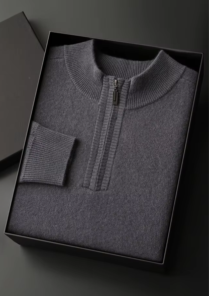 Premium Cashmere Essential Half-Zip Sweater | Portovelli