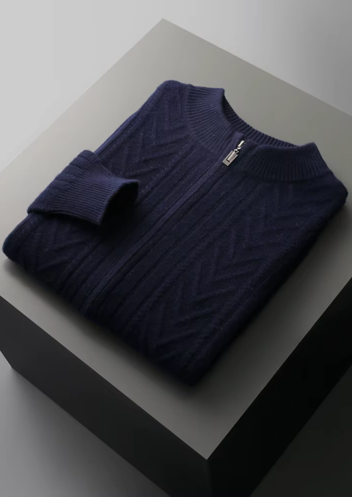 Pure Extra-Fine Merino Wool Patterned Zip Cardigan | Portovelli