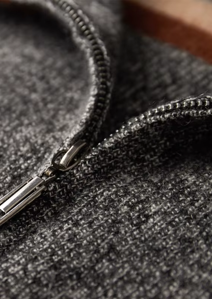 Pure Cashmere Striped Zip Cardigan | Portovelli