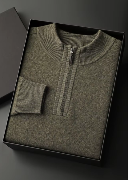 Premium Cashmere Essential Half-Zip Sweater | Portovelli