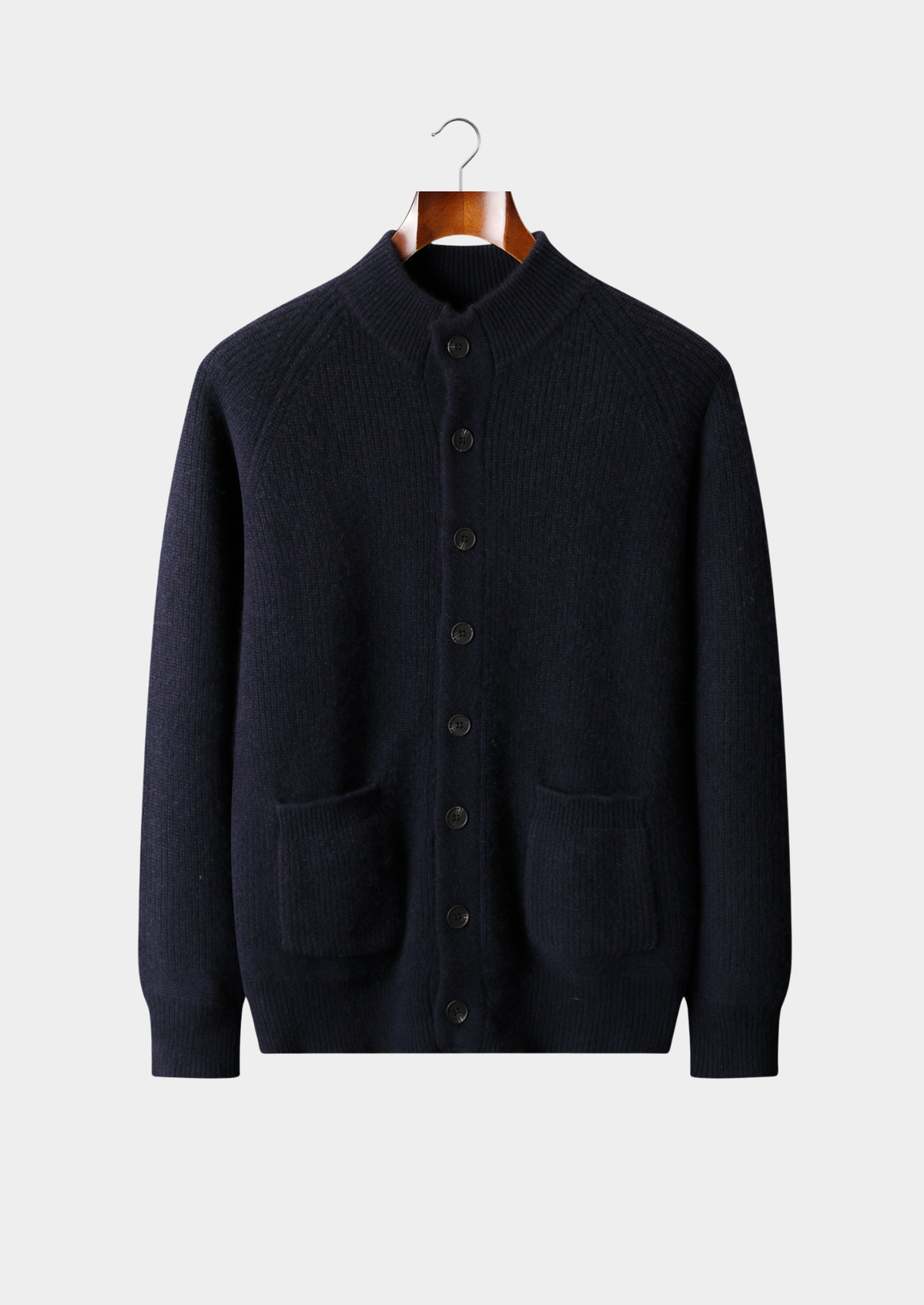 Pure Cashmere Navy Blue Button Overshirt | Portovelli