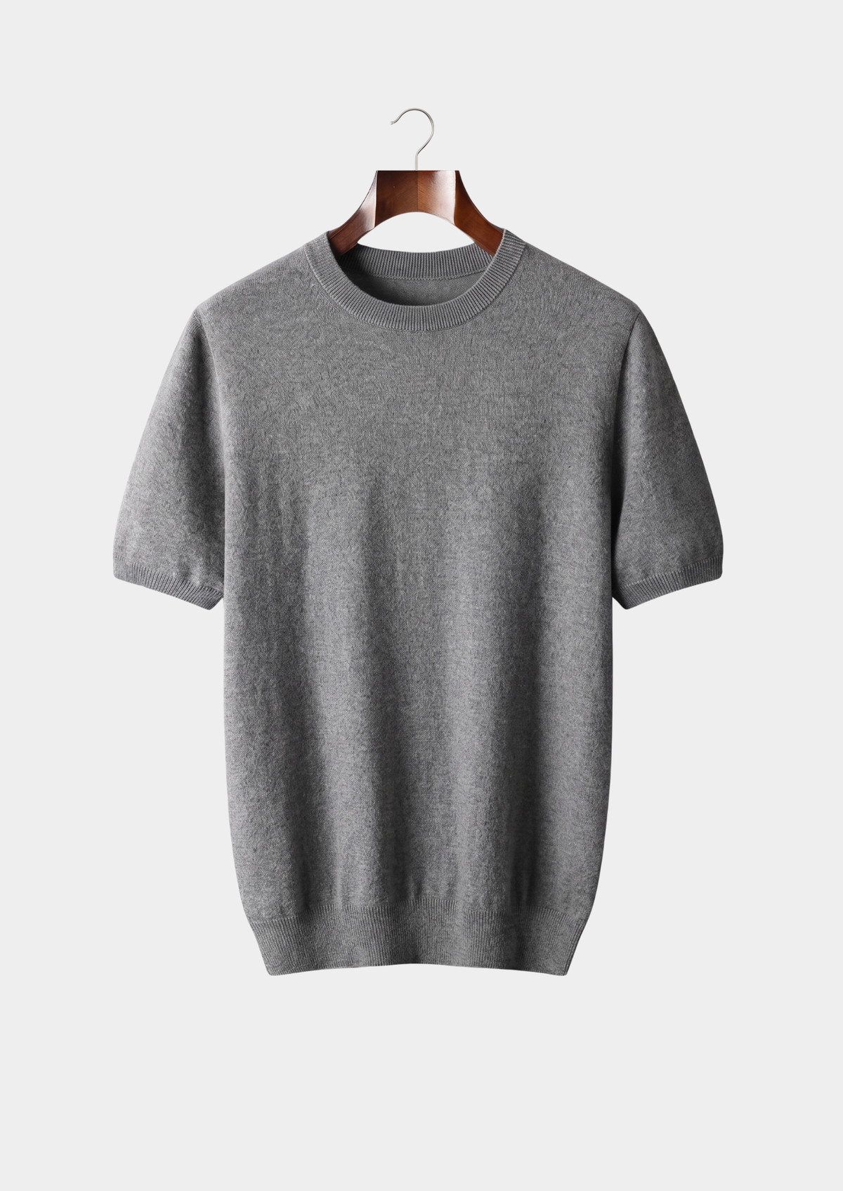 Premium Cashmere Classic Crewneck T-Shirt - Dark Gray | Portovelli