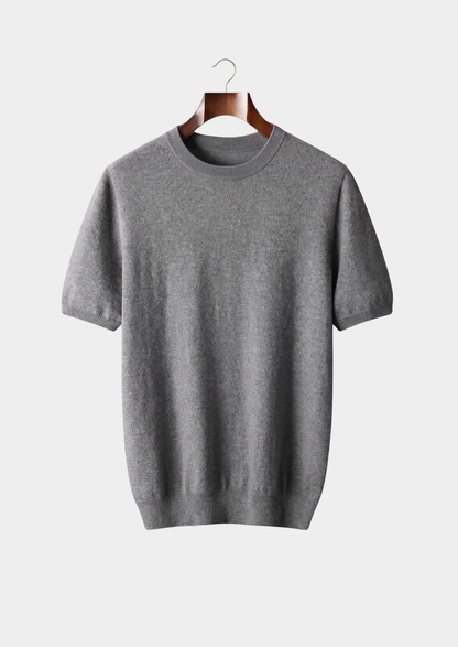Premium Cashmere Classic Crewneck T-Shirt - Dark Gray | Portovelli