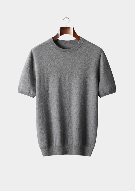 Premium Cashmere Classic Crewneck T-Shirt - Dark Gray | Portovelli