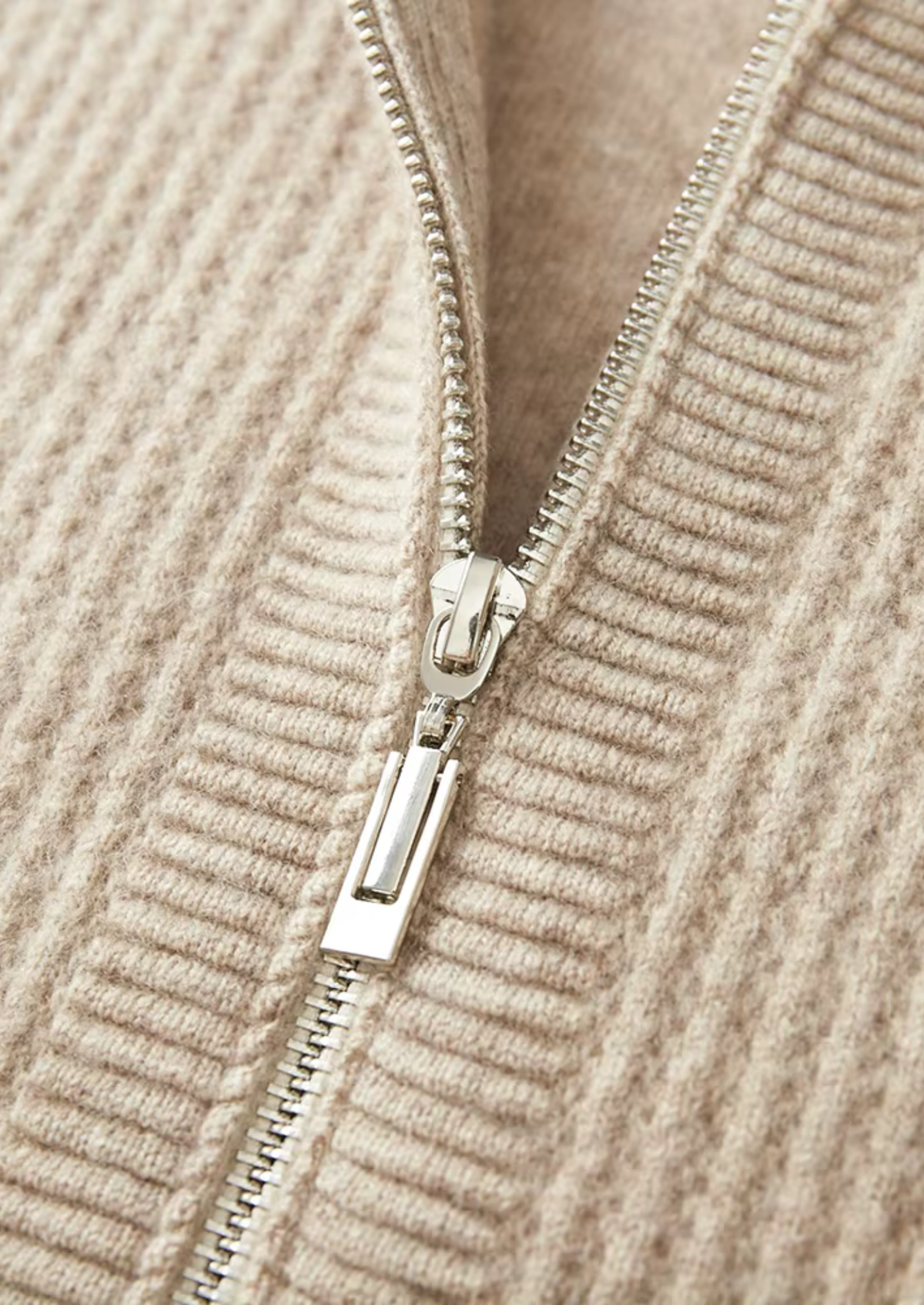 Pure Extra-Fine Merino Wool Ribbed Zipper Hoodie | Portovelli