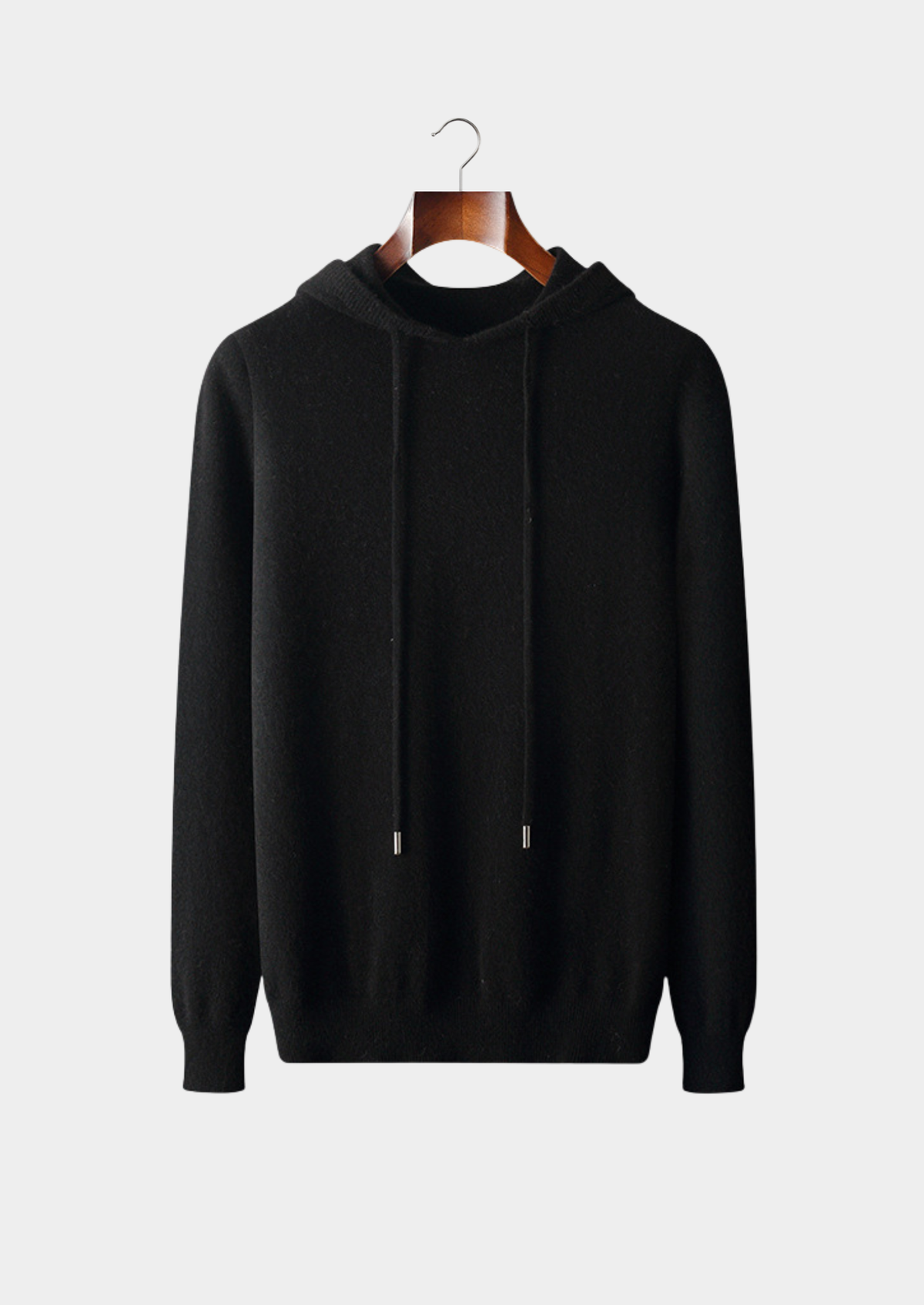 Pure Extra-Fine Merino Wool Black Leisure Hoodie | Portovelli