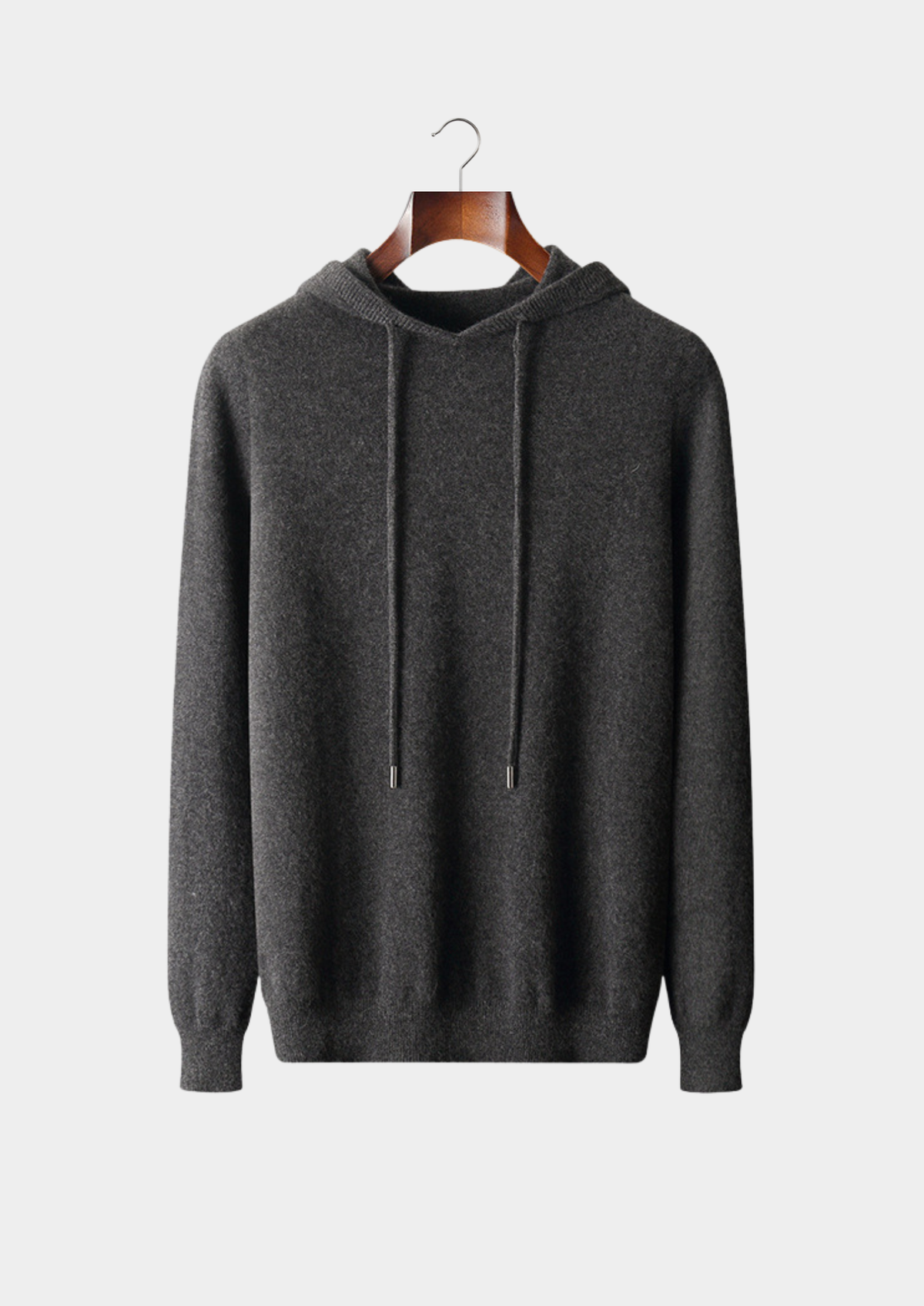 Pure Extra-Fine Merino Wool Dark Gray Leisure Hoodie | Portovelli
