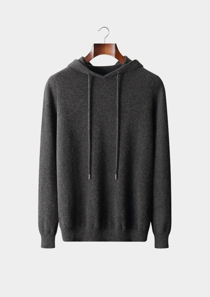 Pure Extra-Fine Merino Wool Dark Gray Leisure Hoodie | Portovelli