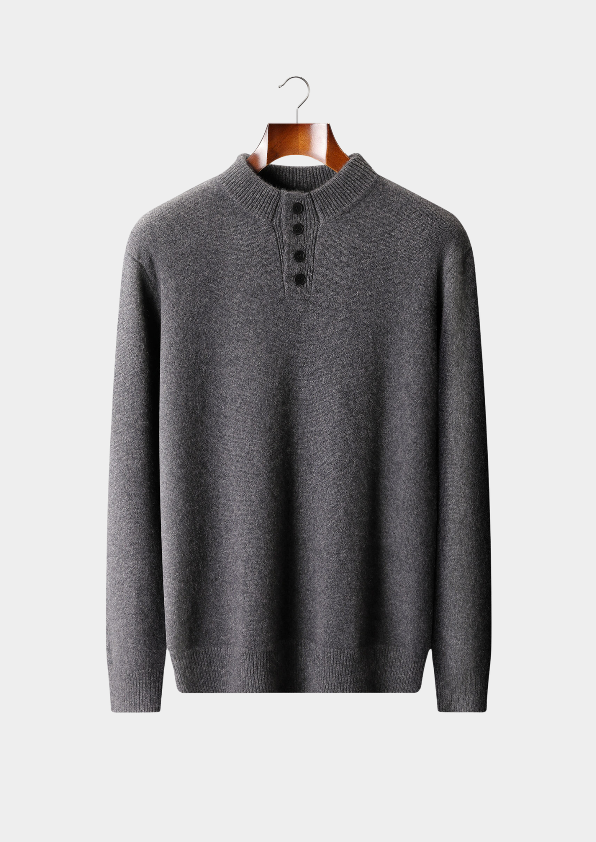 Pure Cashmere Dark Gray Button Sweater | Portovelli