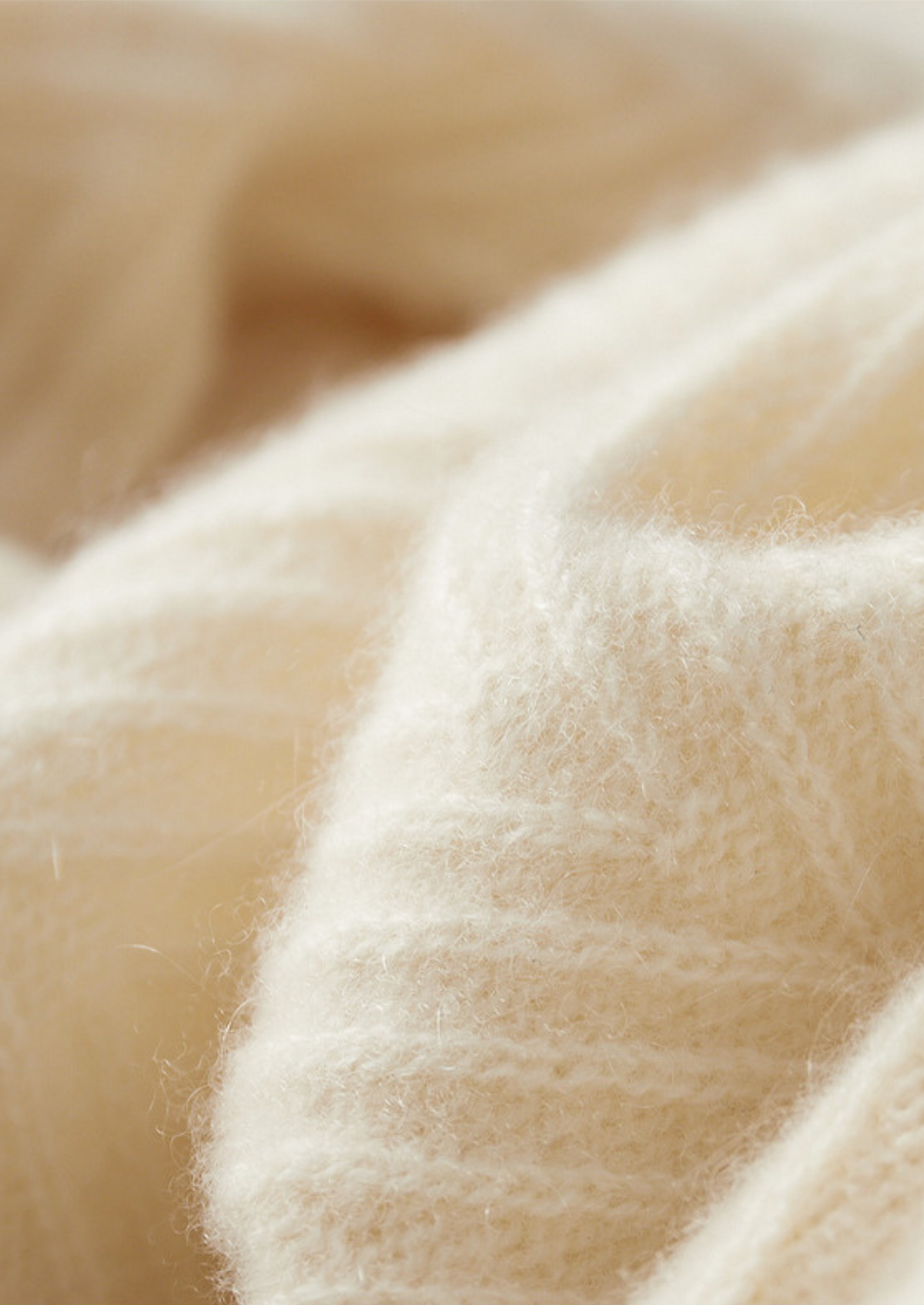 Pure Cashmere Ivory Herringbone Crewneck | Portovelli