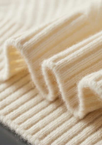 Pure Cashmere Ivory Herringbone Crewneck | Portovelli