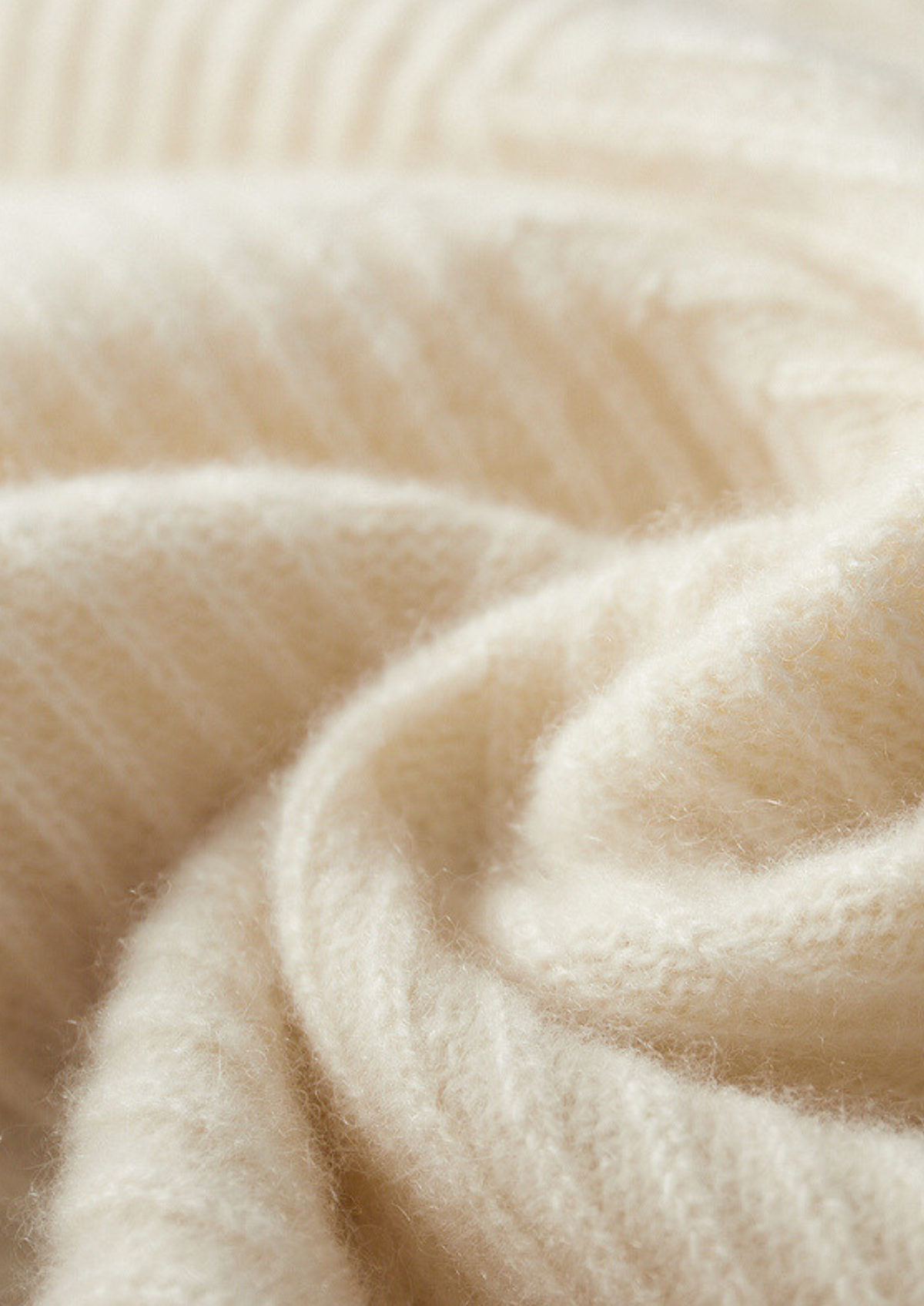 Pure Cashmere Ivory Herringbone Crewneck | Portovelli