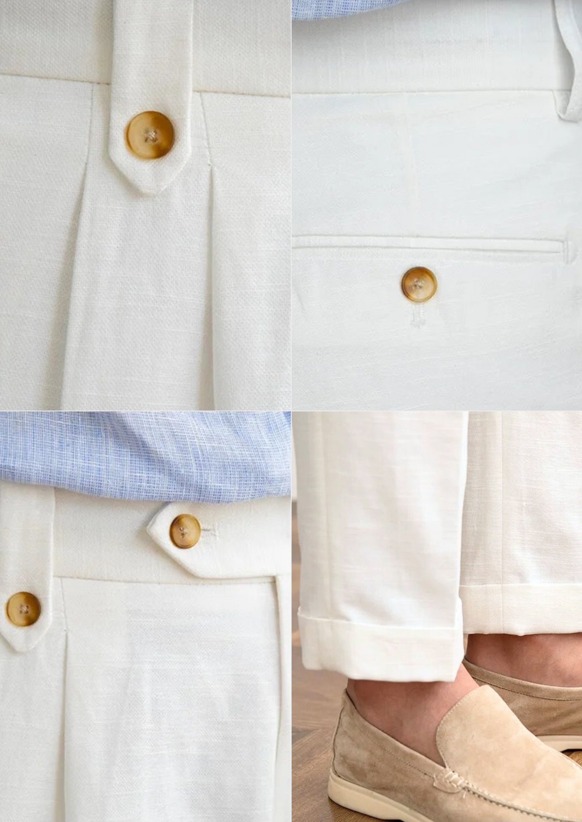 Cagliari Pleated Coastal Trousers - White | Portovelli