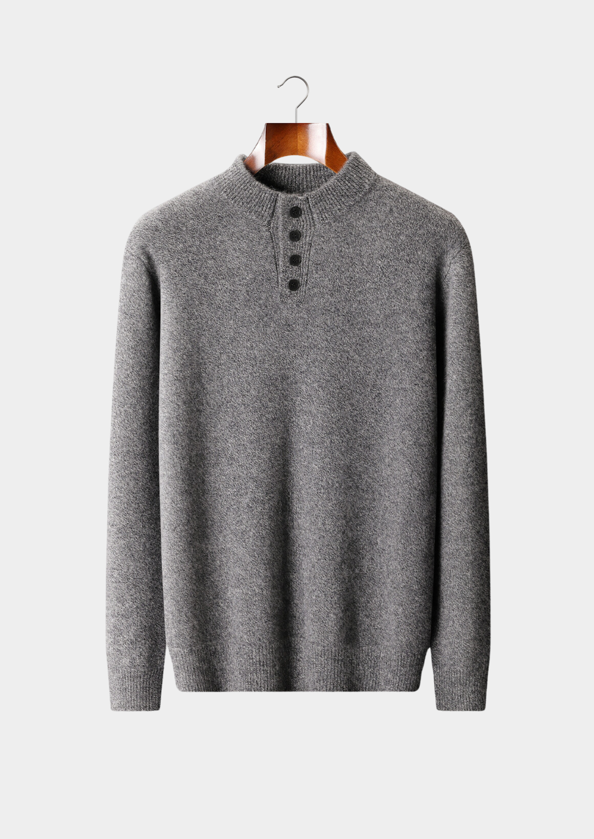 Pure Cashmere Light Gray Button Sweater | Portovelli