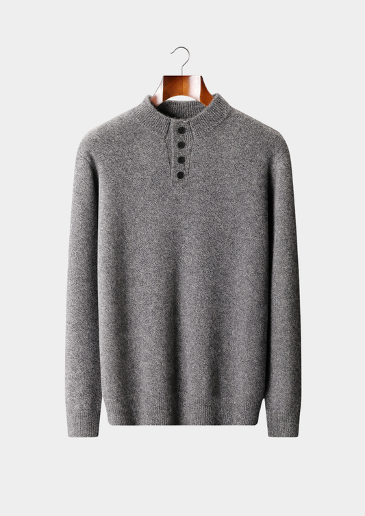 Pure Cashmere Light Gray Button Sweater | Portovelli