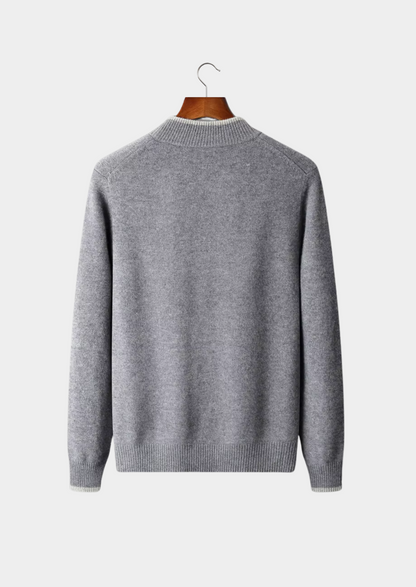 Pure Extra-Fine Merino Wool Two-Tone Zip Cardigan | Portovelli