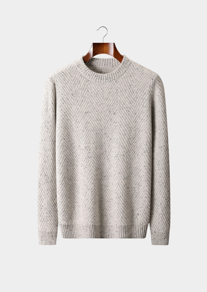Pure Cashmere Light Gray Herringbone Crewneck | Portovelli