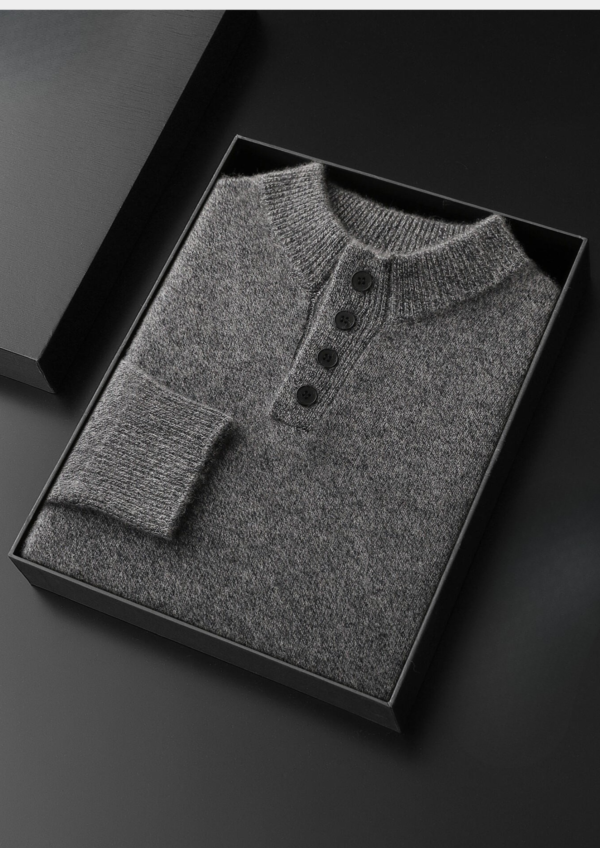 Pure Cashmere Light Gray Button Sweater | Portovelli