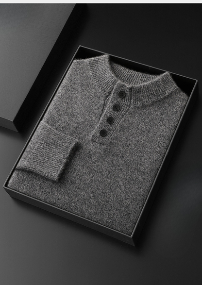 Pure Cashmere Light Gray Button Sweater | Portovelli
