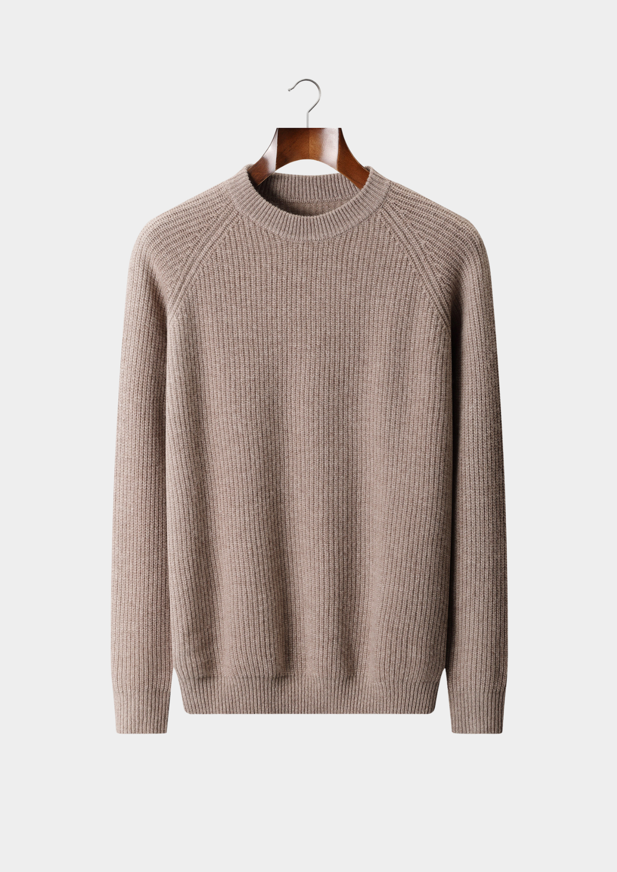 Pure Extra-Fine Merino Wool Ribbed Raglan Crewneck | Portovelli