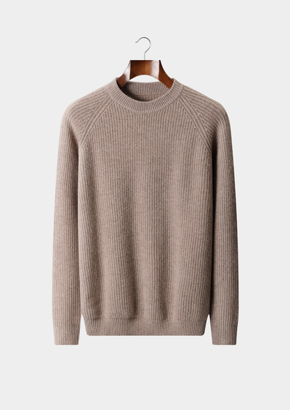 Pure Extra-Fine Merino Wool Ribbed Raglan Crewneck | Portovelli