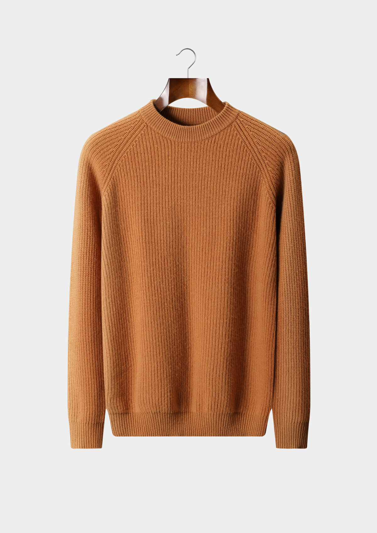 Pure Extra-Fine Merino Wool Ribbed Raglan Crewneck | Portovelli