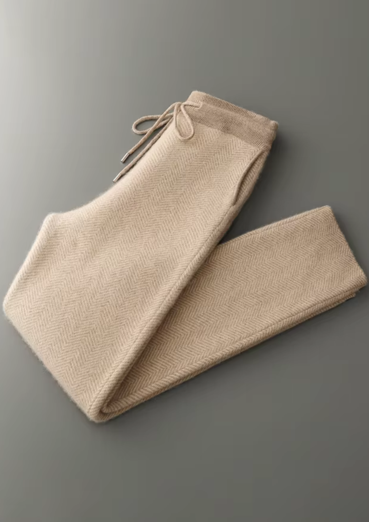 Pure Extra-Fine Merino Wool Sand Herringbone Set | Portovelli