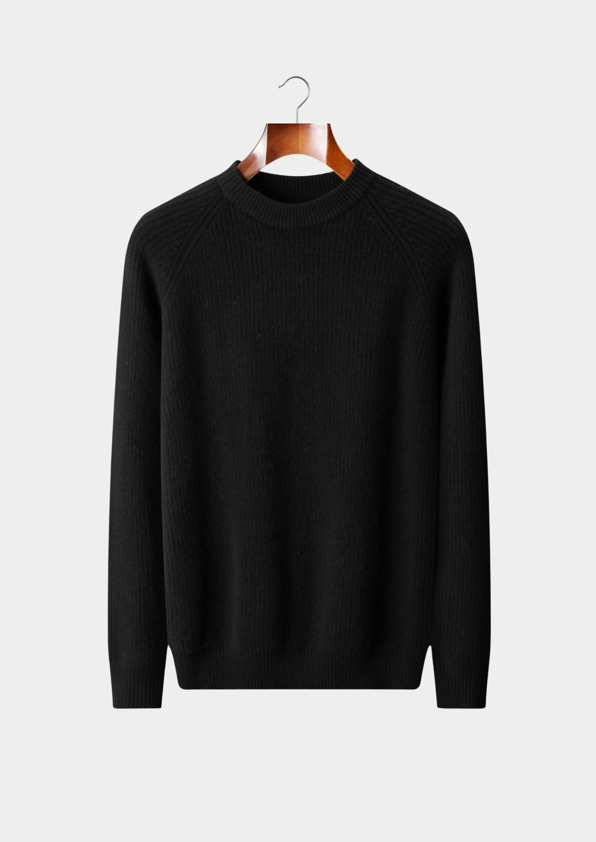 Pure Extra-Fine Merino Wool Ribbed Raglan Crewneck | Portovelli