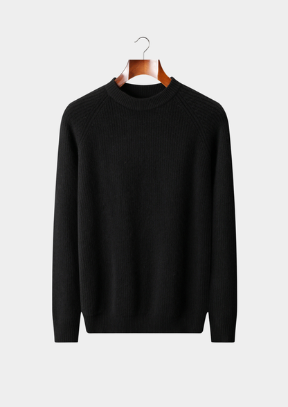 Pure Extra-Fine Merino Wool Ribbed Raglan Crewneck | Portovelli