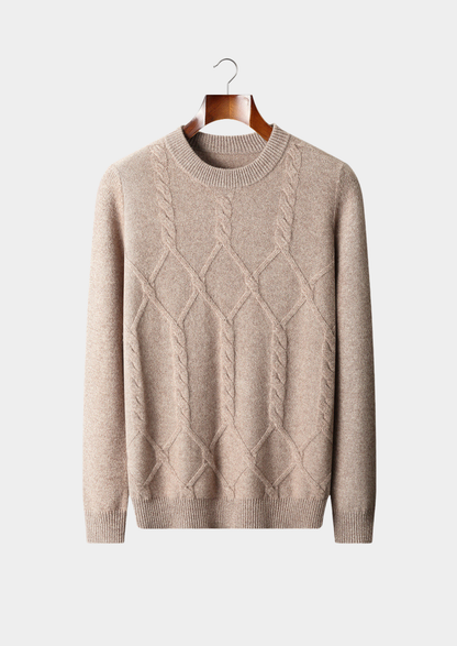 Pure Extra-Fine Merino Wool Cable Crewneck | Portovelli