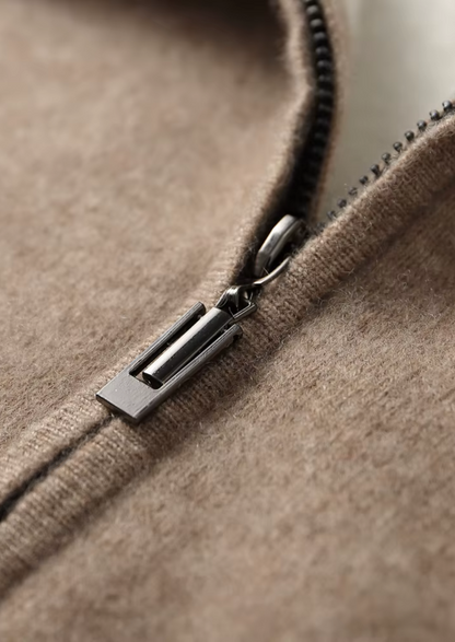 Premium Cashmere Two Tone Zipper Hoodie | Portovelli