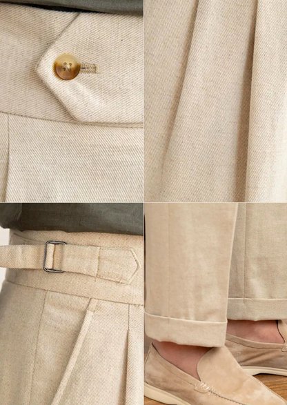 Napoli Pleated Coastal Trousers - Sand | Portovelli