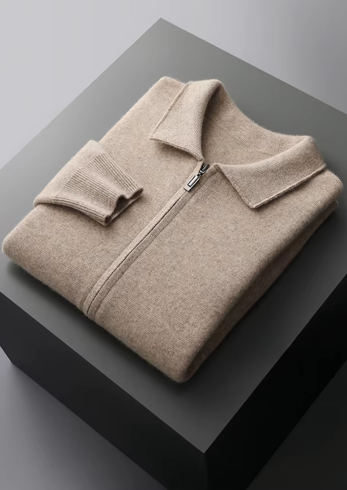 Pure Extra-Fine Merino Wool Zip Polo Cardigan | Portovelli