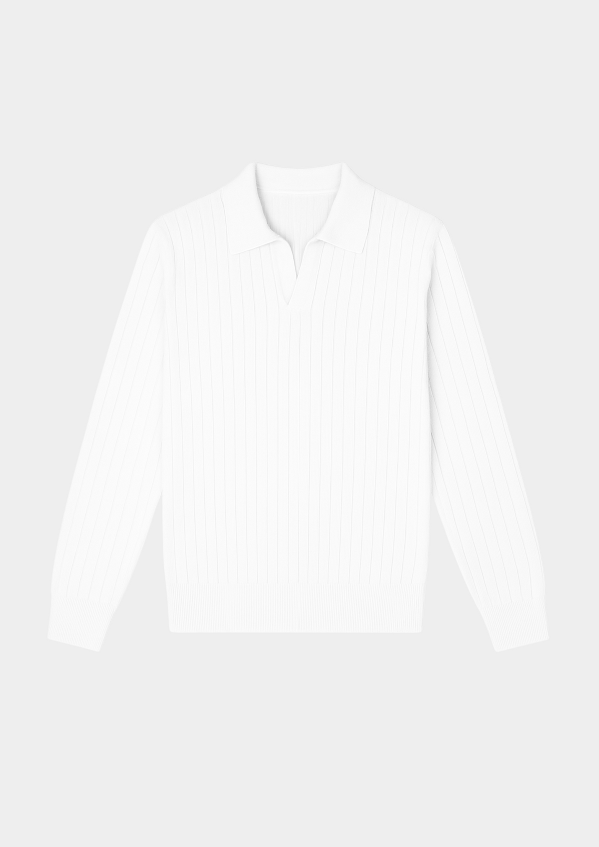 White Buttonless Ribbed Polo | Portovelli