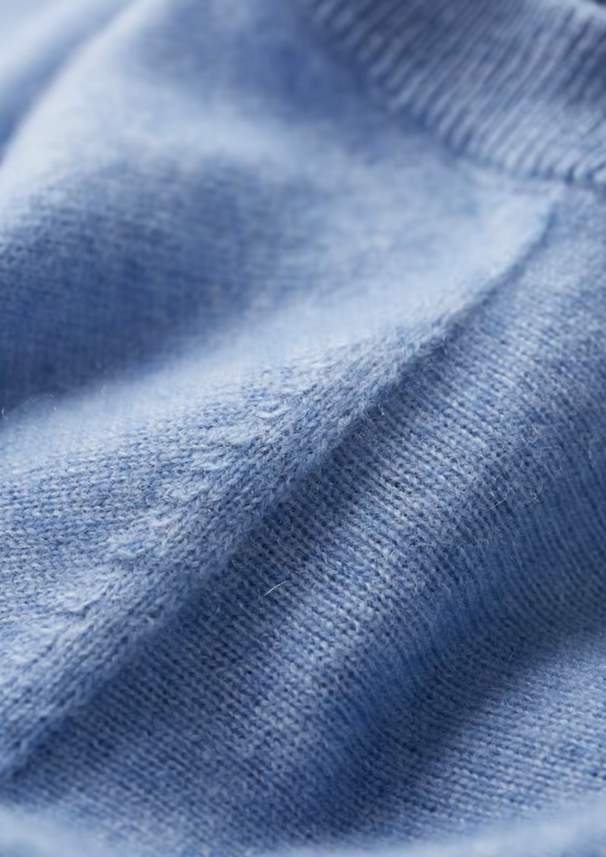 Premium Cashmere Classic Crewneck T-Shirt - Light Blue | Portovelli