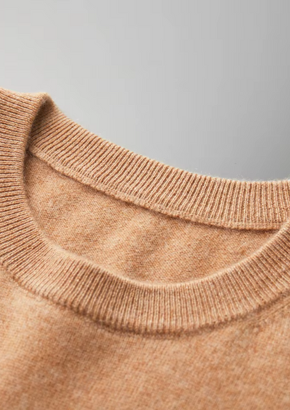 Premium Cashmere Classic Crewneck T-Shirt - Honey Mustard | Portovelli
