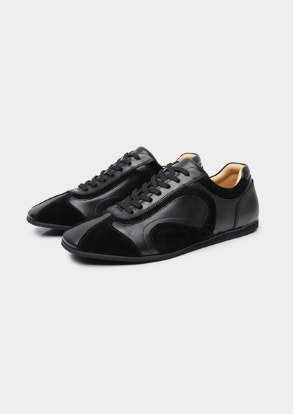 Black Retro Hybrid Suede Leather Runner | Portovelli