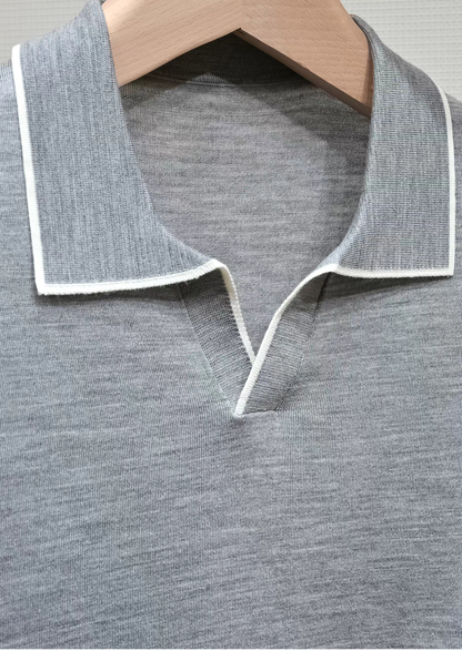 Ellis Light Gray Lightweight Polo Shirt | Portovelli