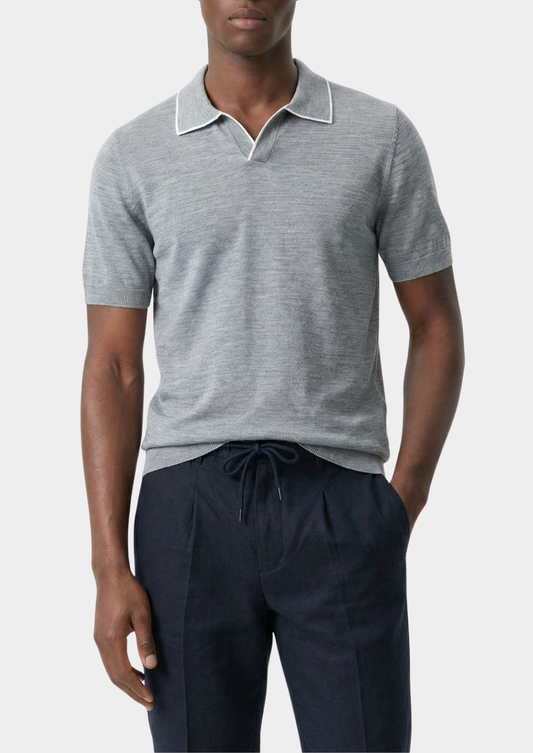 Ellis Light Gray Lightweight Polo Shirt | Portovelli