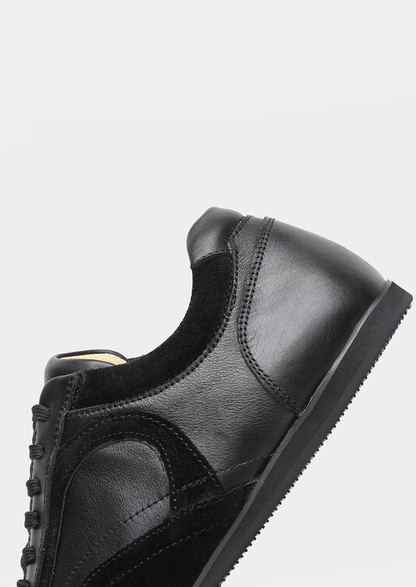 Black Retro Hybrid Suede Leather Runner | Portovelli