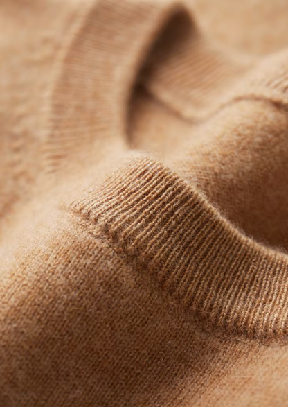 Premium Cashmere Classic Crewneck T-Shirt - Honey Mustard | Portovelli