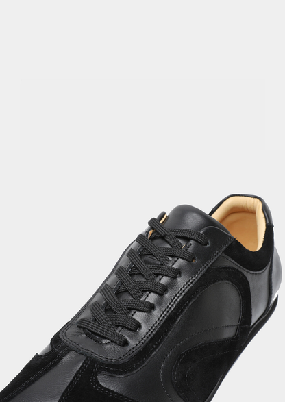 Black Retro Hybrid Suede Leather Runner | Portovelli