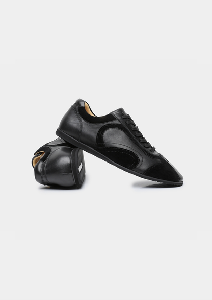 Black Retro Hybrid Suede Leather Runner | Portovelli