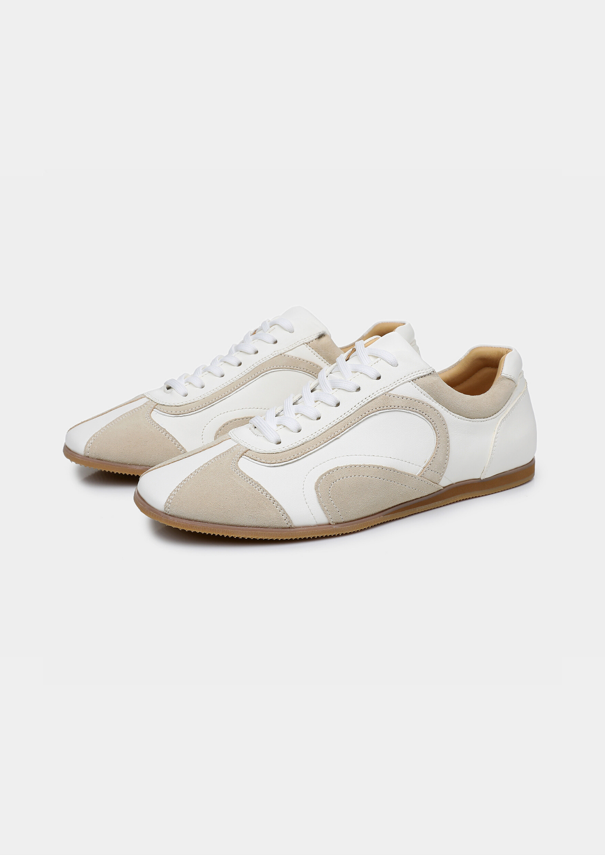 White Retro Hybrid Suede Leather Runner | Portovelli