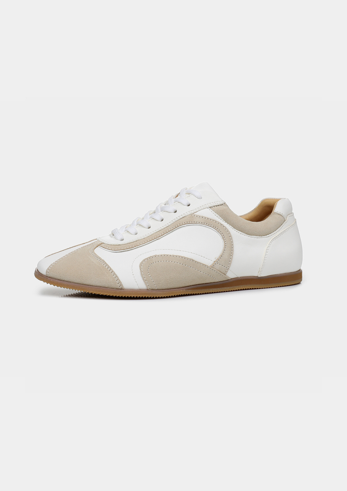 White Retro Hybrid Suede Leather Runner | Portovelli