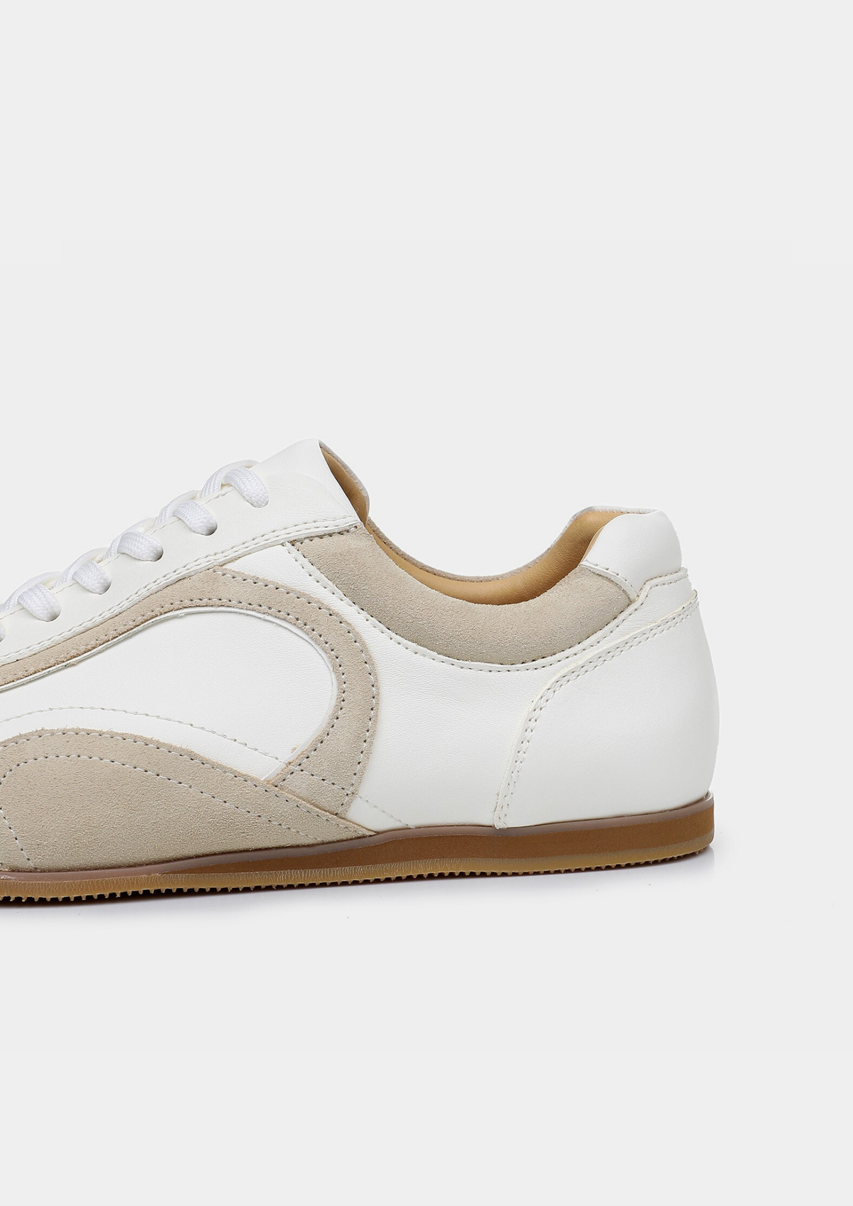 White Retro Hybrid Suede Leather Runner | Portovelli