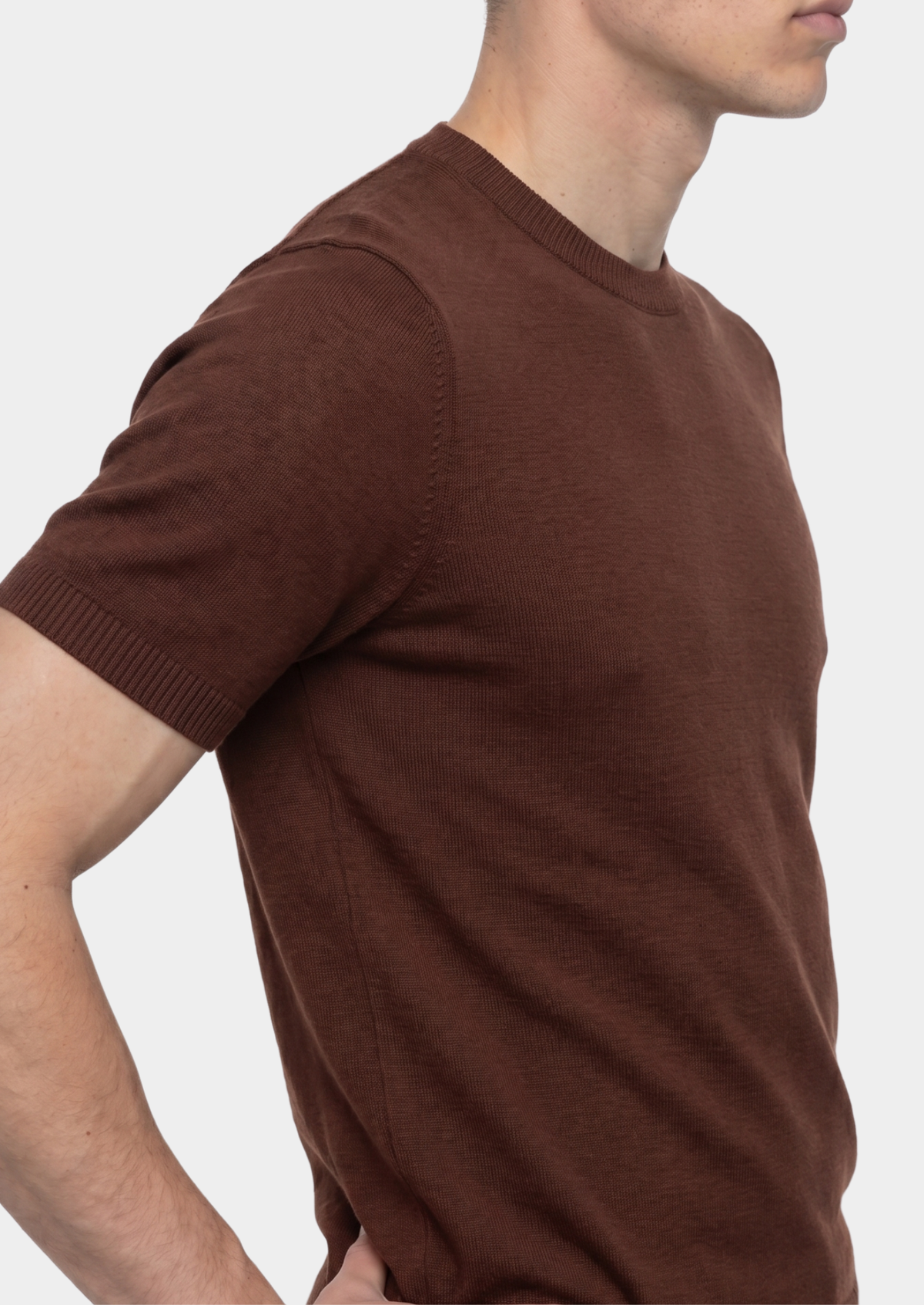 Essential Coffee Knitted Crewneck T-Shirt | Portovelli
