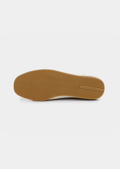 White Retro Hybrid Suede Leather Runner | Portovelli