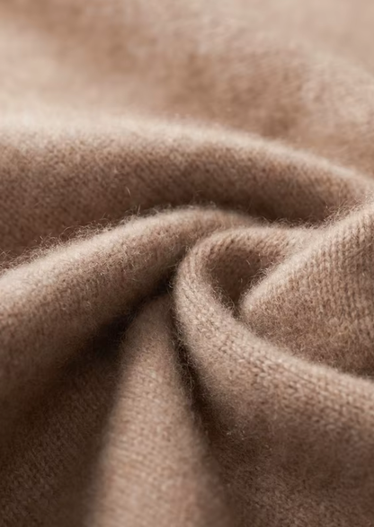 Pure Cashmere Beige Funnel Neck Cardigan | Portovelli