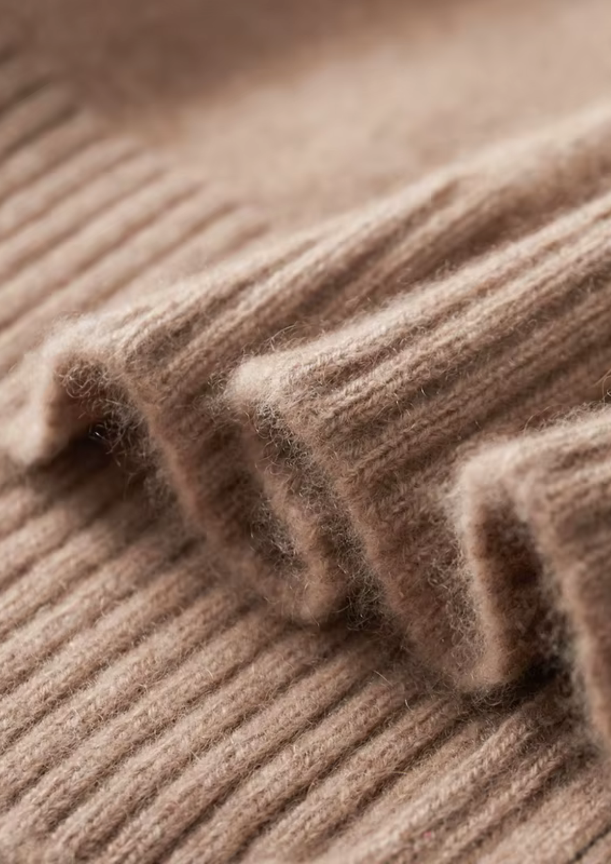Pure Cashmere Beige Funnel Neck Cardigan | Portovelli
